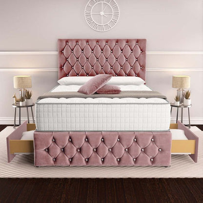 Moscow Divan Bed - Pink Plush Velvet