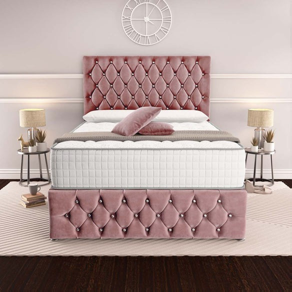Moscow Divan Bed - Pink Plush Velvet