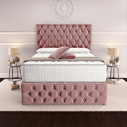 Moscow Divan Bed - Pink Plush Velvet