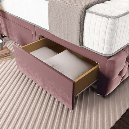 Moscow Divan Bed - Pink Plush Velvet