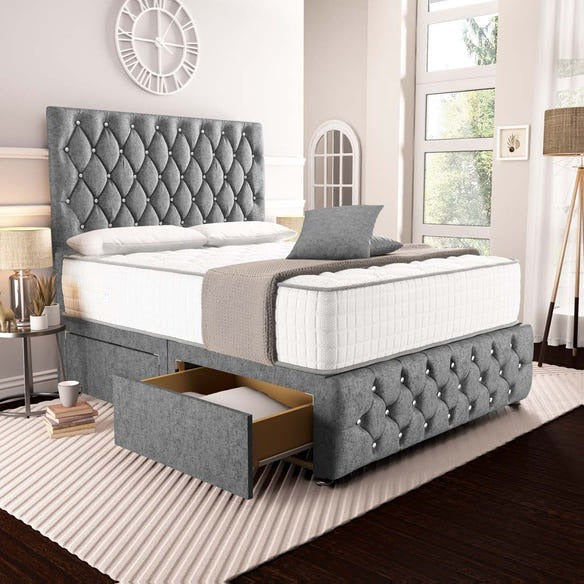 Moscow Divan Bed - Silver Chenille