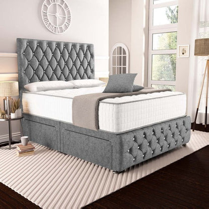 Moscow Divan Bed - Silver Chenille