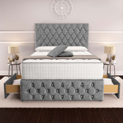 Moscow Divan Bed - Silver Chenille