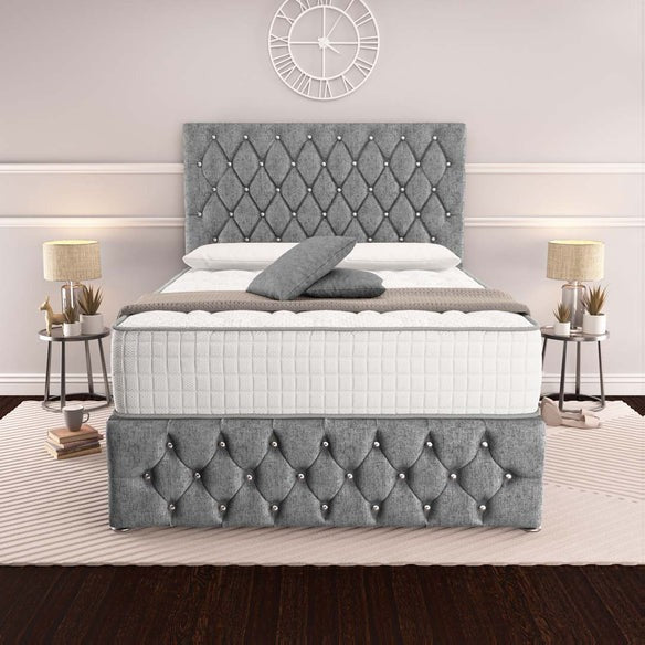Moscow Divan Bed - Silver Chenille