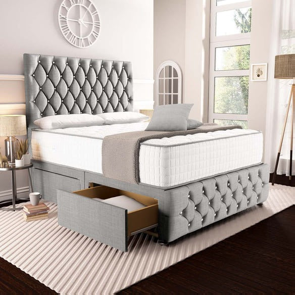 Moscow Divan Bed - Silver Linoso