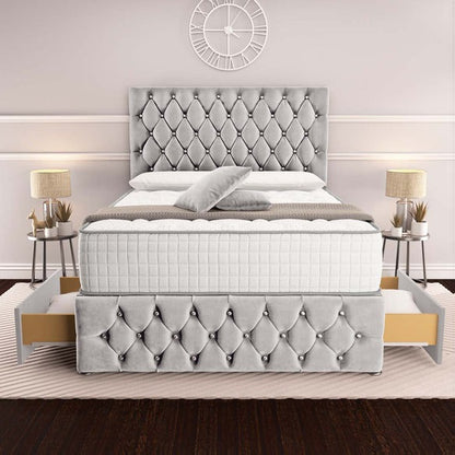 Moscow Divan Bed - Silver Plush Velvet