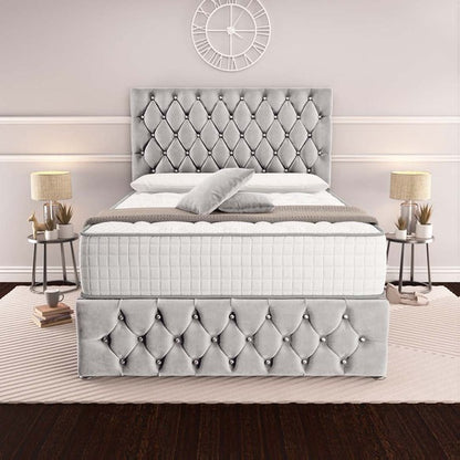 Moscow Divan Bed - Silver Plush Velvet