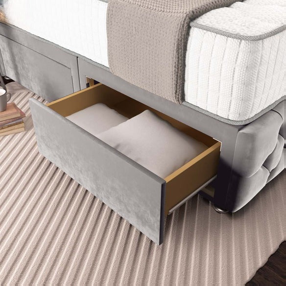 Moscow Divan Bed - Silver Plush Velvet