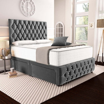Moscow Divan Bed - Steel Plush Velvet