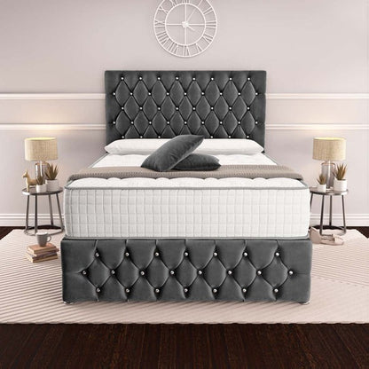 Moscow Divan Bed - Steel Plush Velvet