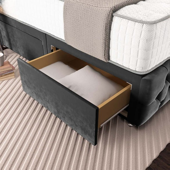 Moscow Divan Bed - Steel Plush Velvet