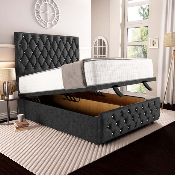 Moscow Ottoman Divan Bed - Black Chenille