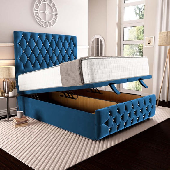 Moscow Ottoman Divan Bed - Blue Plush Velvet