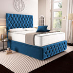 Moscow Ottoman Divan Bed - Blue Plush Velvet
