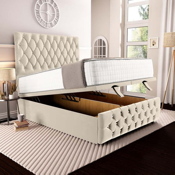 Moscow Ottoman Divan Bed - Cream Plush Velvet
