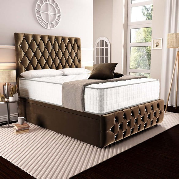 Moscow Ottoman Divan Bed - Mocca Plush Velvet