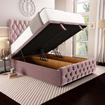 Moscow Ottoman Divan Bed - Pink Plush Velvet