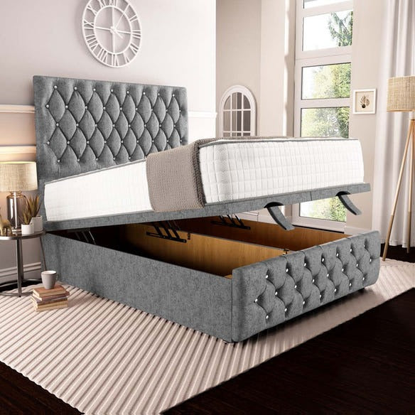 Moscow Ottoman Divan Bed - Silver Chenille