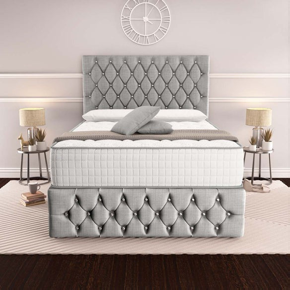 Moscow Ottoman Divan Bed - Silver Linoso