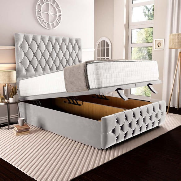 Moscow Ottoman Divan Bed - Silver Plush Velvet