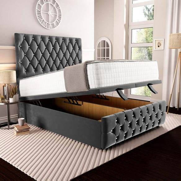 Moscow Ottoman Divan Bed - Steel Plush Velvet