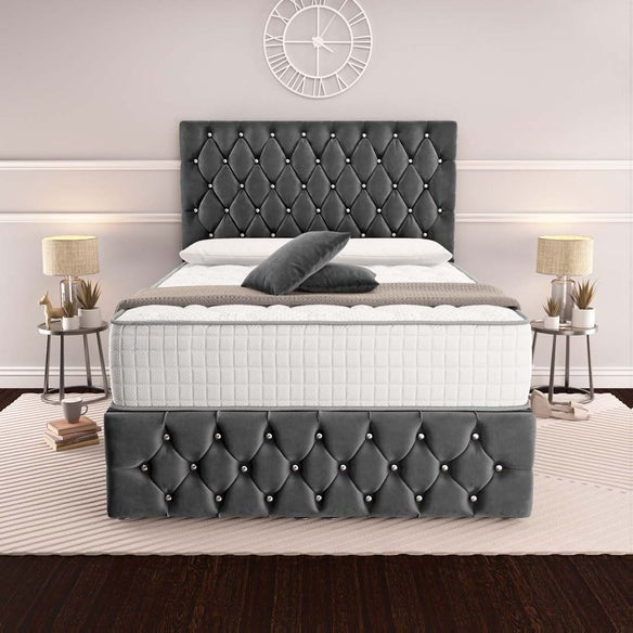 Moscow Ottoman Divan Bed - Steel Plush Velvet