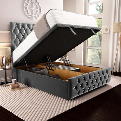 Moscow Ottoman Divan Bed - Steel Plush Velvet