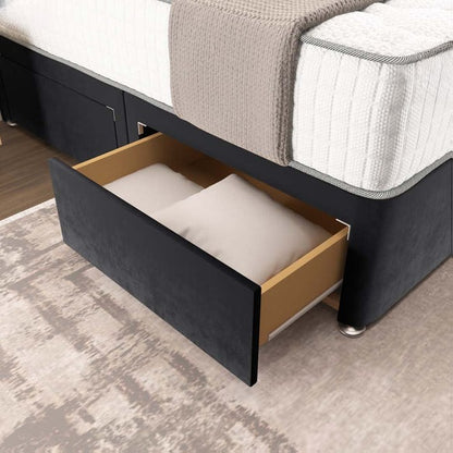Oslo Divan Bed - Black Plush Velvet