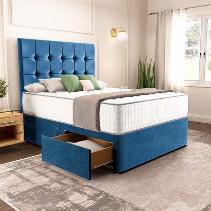 Oslo Divan Bed - Blue Plush Velvet