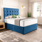 Oslo Divan Bed - Blue Plush Velvet