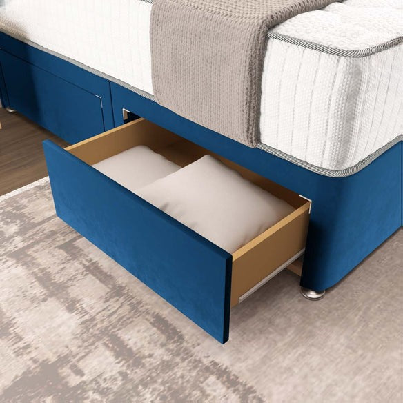 Oslo Divan Bed - Blue Plush Velvet