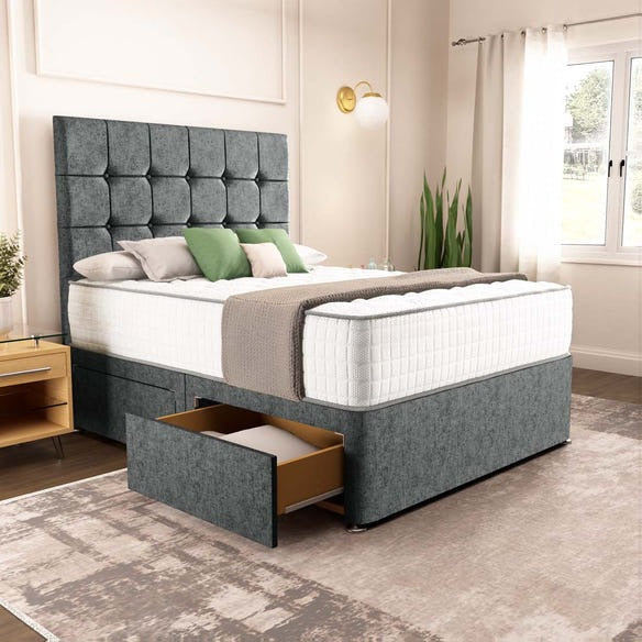 Oslo Divan Bed - Charcoal Chenille