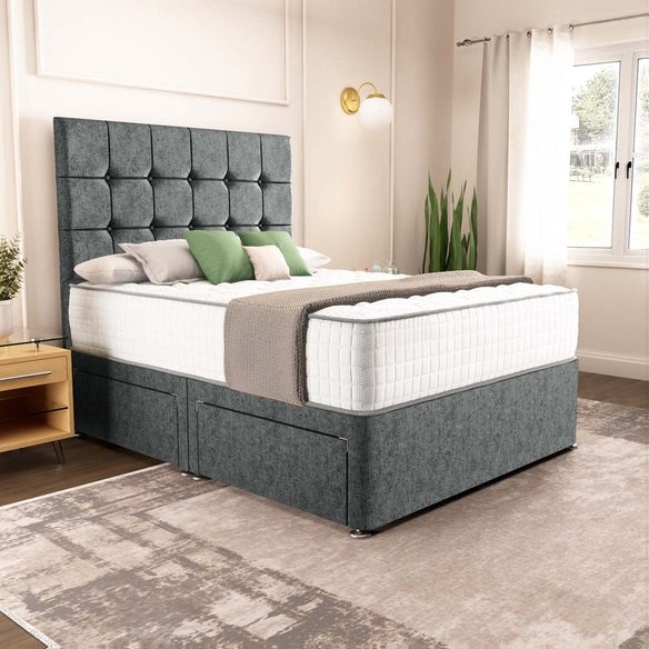 Oslo Divan Bed - Charcoal Chenille