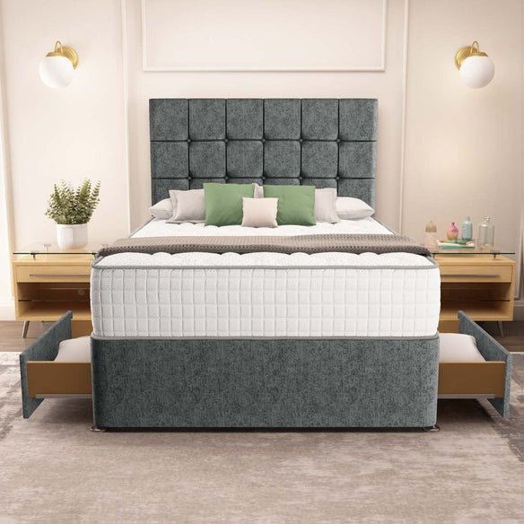 Oslo Divan Bed - Charcoal Chenille