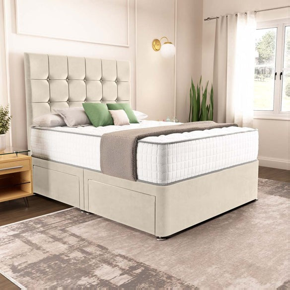 Oslo Divan Bed - Cream Plush Velvet