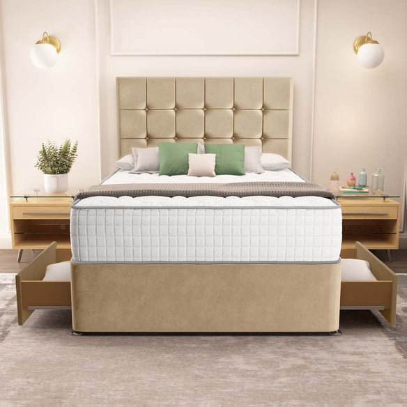 Oslo Divan Bed - Mink Plush Velvet