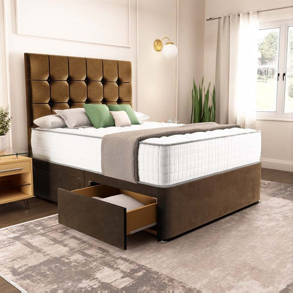 Oslo Divan Bed - Mocca Plush Velvet