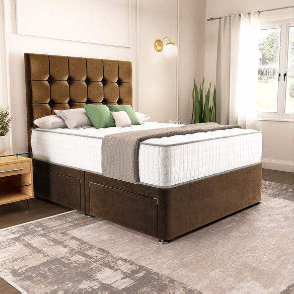 Oslo Divan Bed - Mocca Plush Velvet