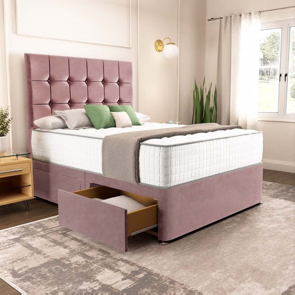 Oslo Divan Bed - Pink Plush Velvet