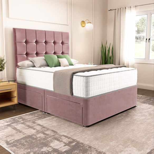 Oslo Divan Bed - Pink Plush Velvet