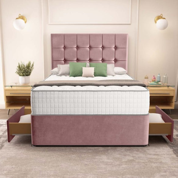 Oslo Divan Bed - Pink Plush Velvet