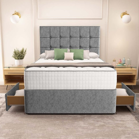 Oslo Divan Bed - Silver Chenille