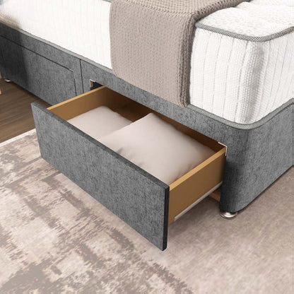 Oslo Divan Bed - Silver Chenille