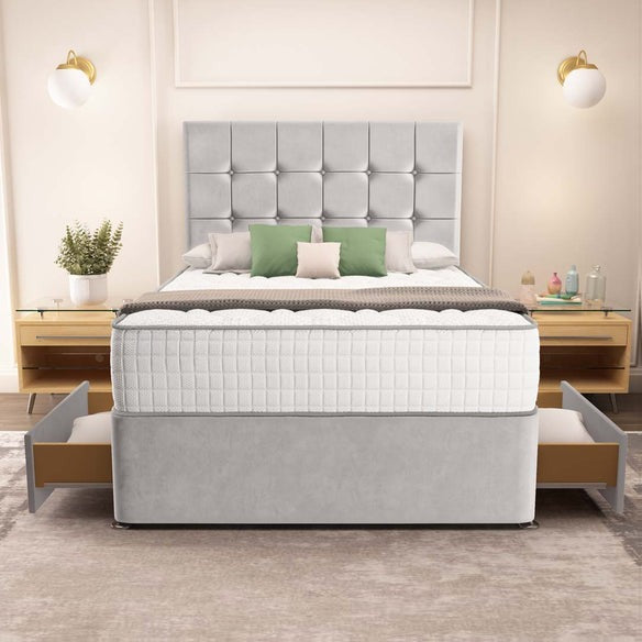 Oslo Divan Bed - Silver Plush Velvet