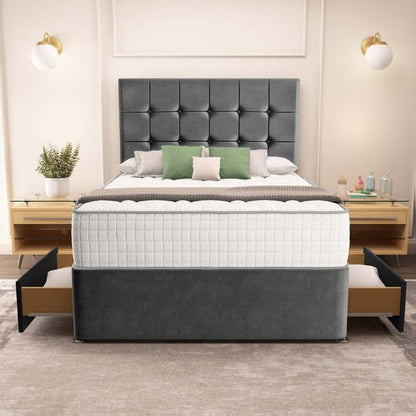 Oslo Divan Bed - Steel Plush Velvet