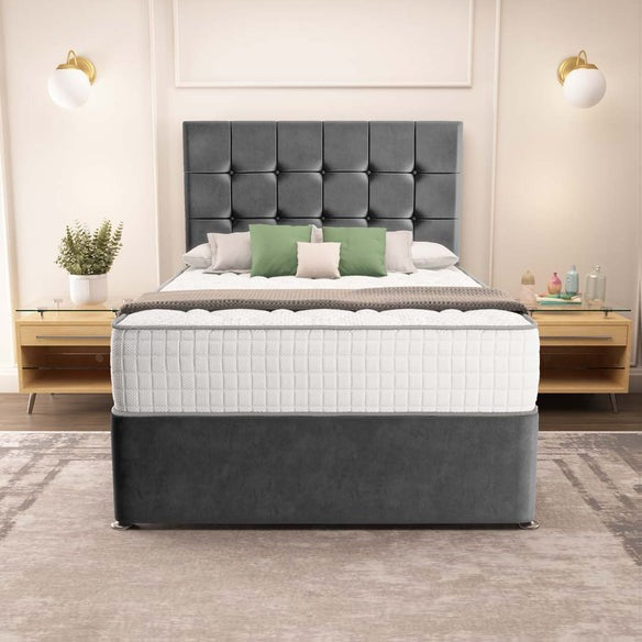 Oslo Divan Bed - Steel Plush Velvet