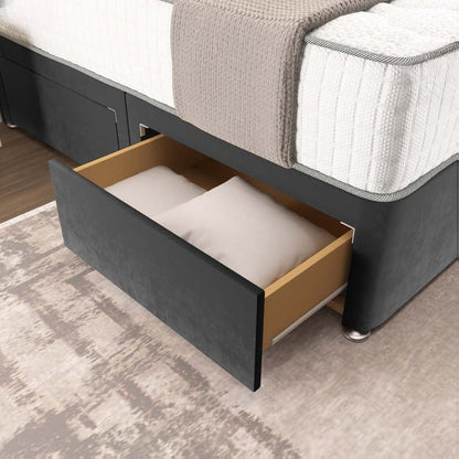 Oslo Divan Bed - Steel Plush Velvet