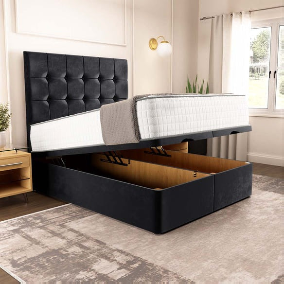 Oslo Ottoman Divan Bed - Black Plush Velvet