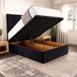 Oslo Ottoman Divan Bed - Black Plush Velvet