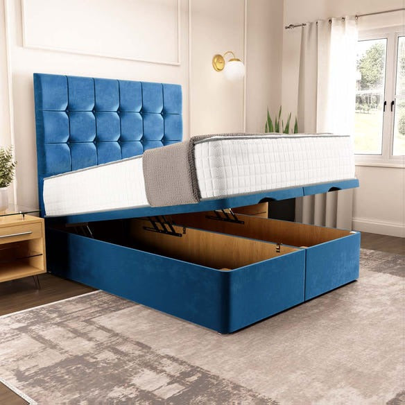 Oslo Ottoman Divan Bed - Blue Plush Velvet